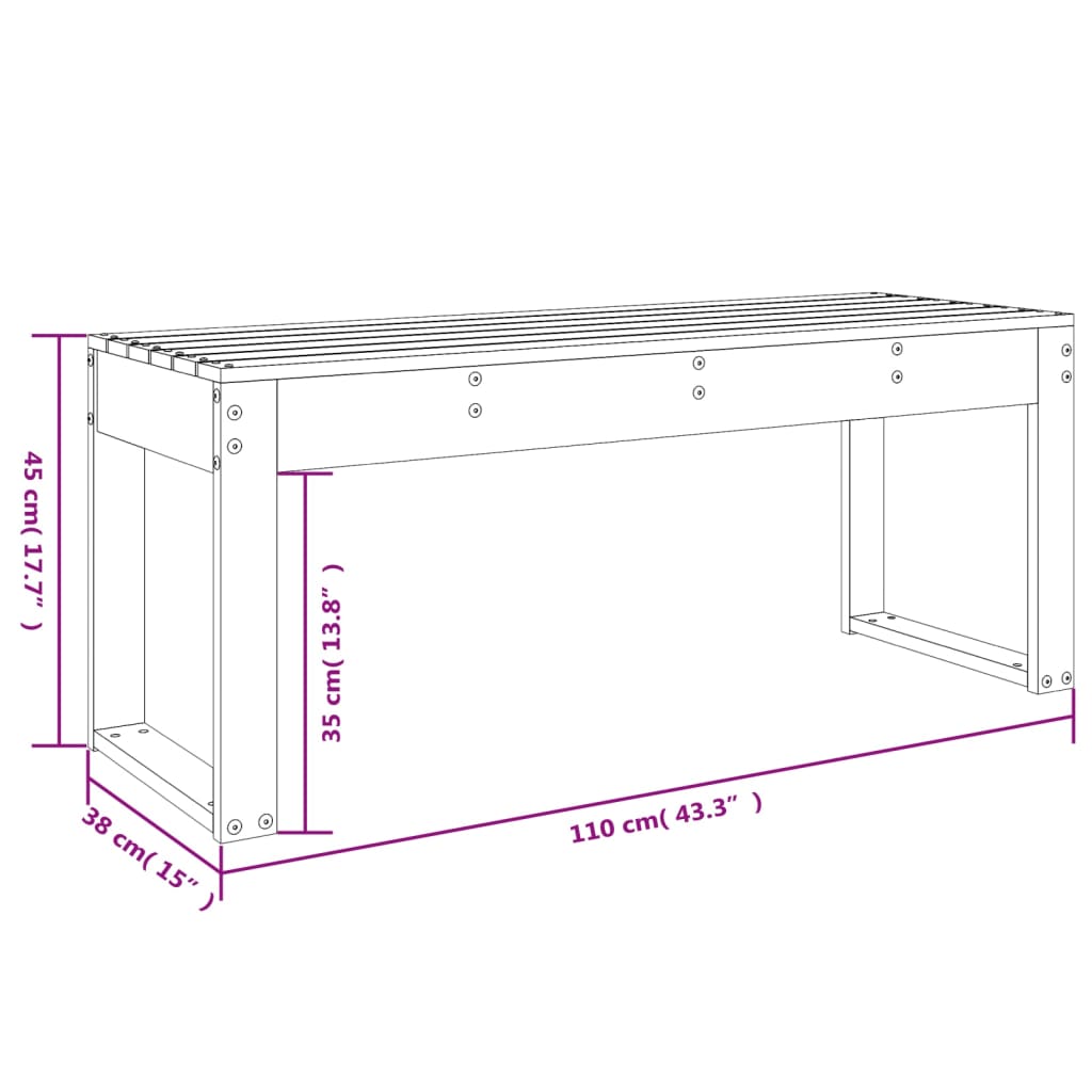 Garden Bench | Honey brown | Solid Pine Wood | Standard | Durable