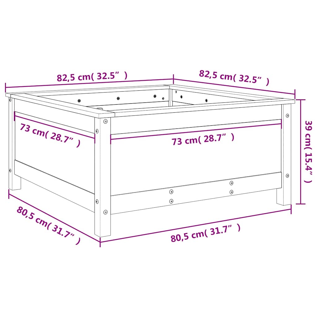 Garden Planter Honey Brown 82.5x82.5x39 cm Solid Wood Pine