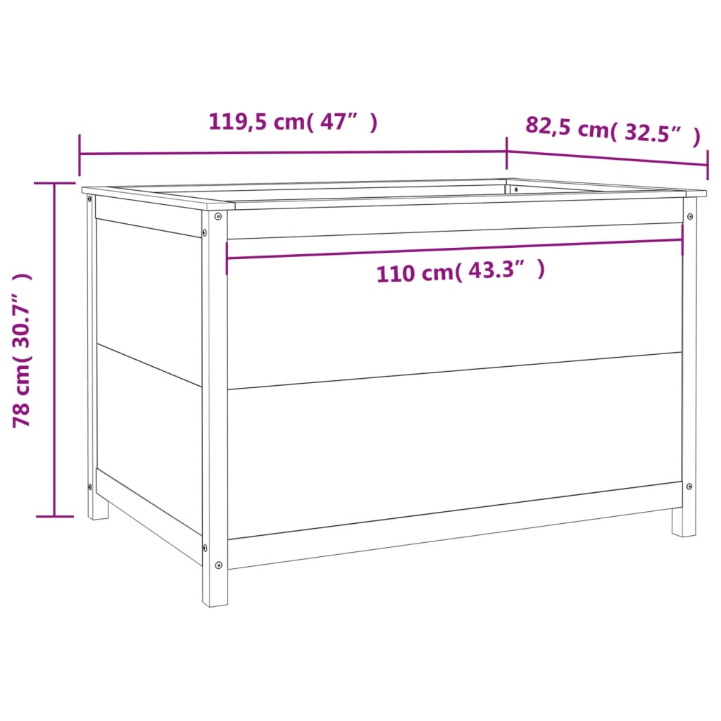 Garden Raised Bed Honey Brown 119.5x82.5x78 cm Solid Wood Pine