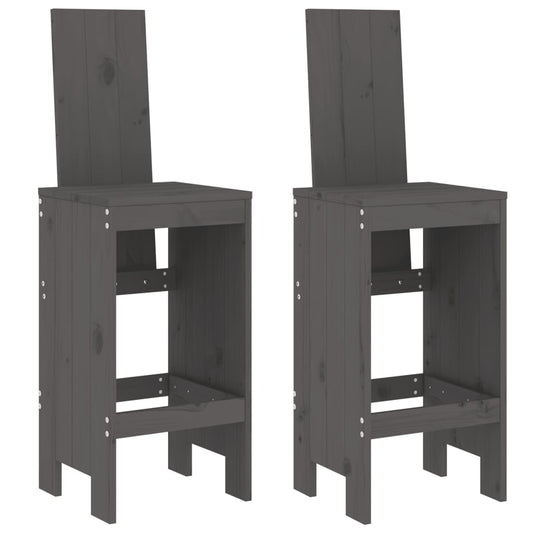 Bar Stools 2 pcs Grey 40x42x120 cm Solid Wood Pine