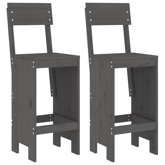 Bar Stools 2 pcs Grey 40x48.5x115.5 cm Solid Wood Pine