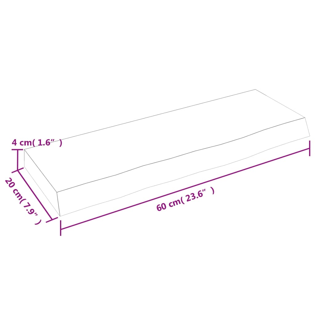 Wall Shelf 60x20x4 cm Untreated Solid Wood Oak