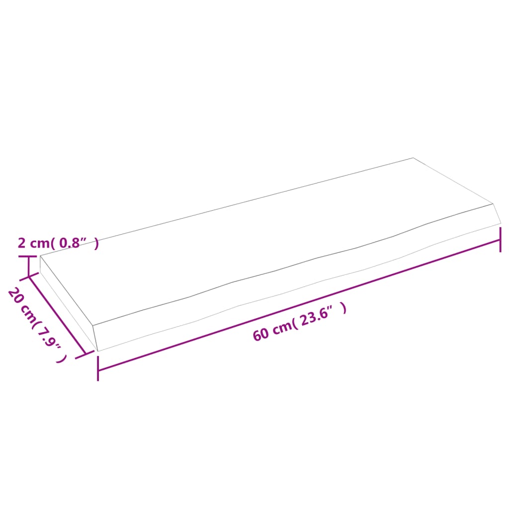 Wall Shelf Dark Brown 60x20x2 cm Treated Solid Wood Oak