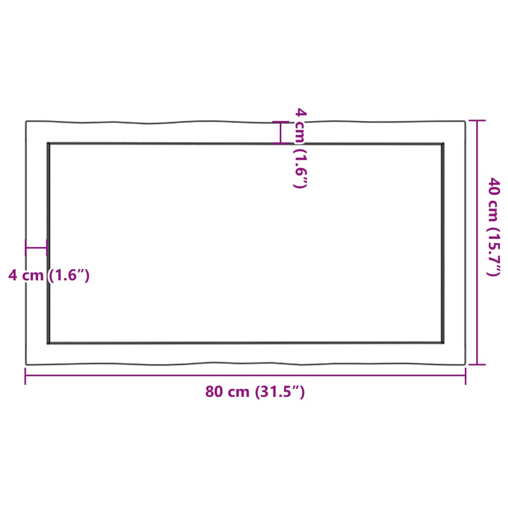 Table Top Dark Brown 80x40x(2-6) cm Treated Solid Wood Live Edge