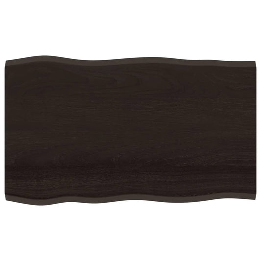 Table Top Dark Brown 100x60x2 cm Treated Solid Wood Oak Live Edge