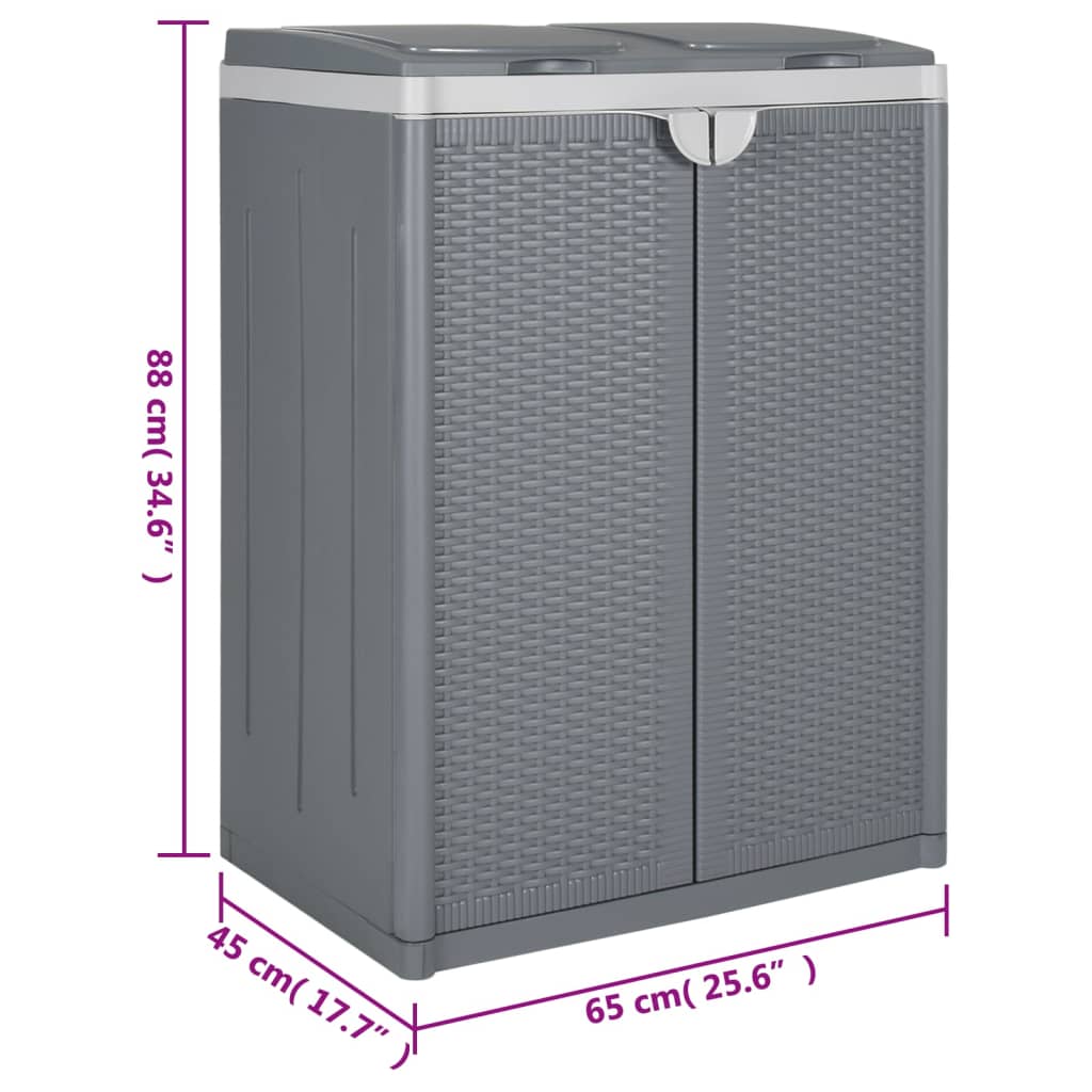 Trash Bin with 2 Doors Grey 65x45x88 cm PP