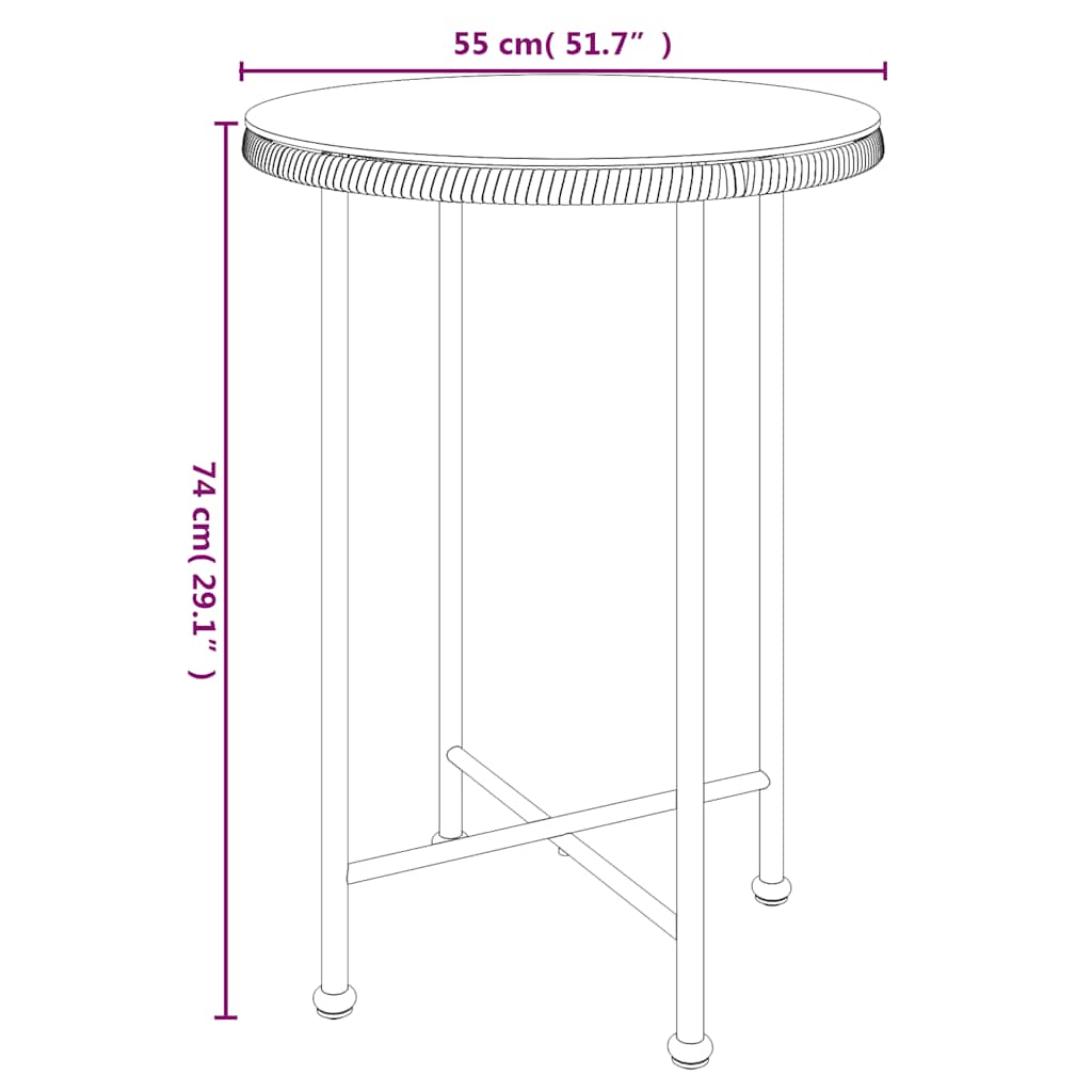 3 Piece Garden Dining Set Black Poly Rattan