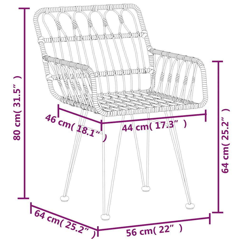 5 Piece Garden Dining Set Black Poly Rattan