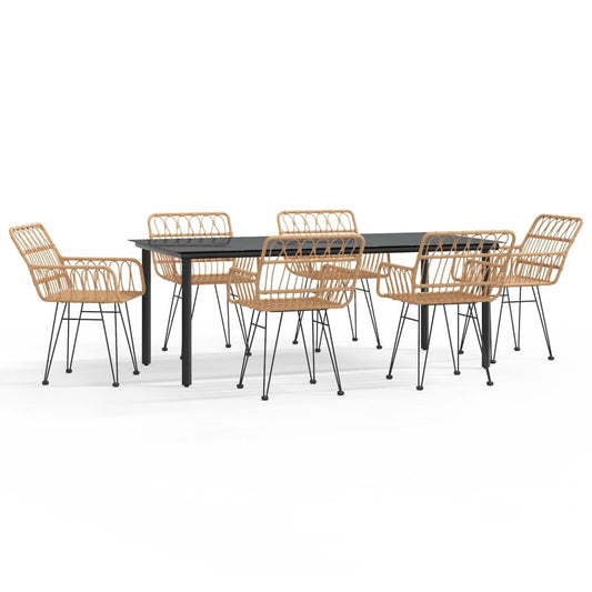 7 Piece Garden Dining Set Poly Rattan