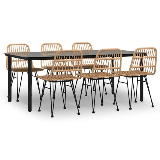 7 Piece Garden Dining Set Poly Rattan