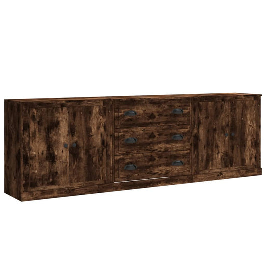 Sideboards 3 pcs Smoked Oak Engineered Wood