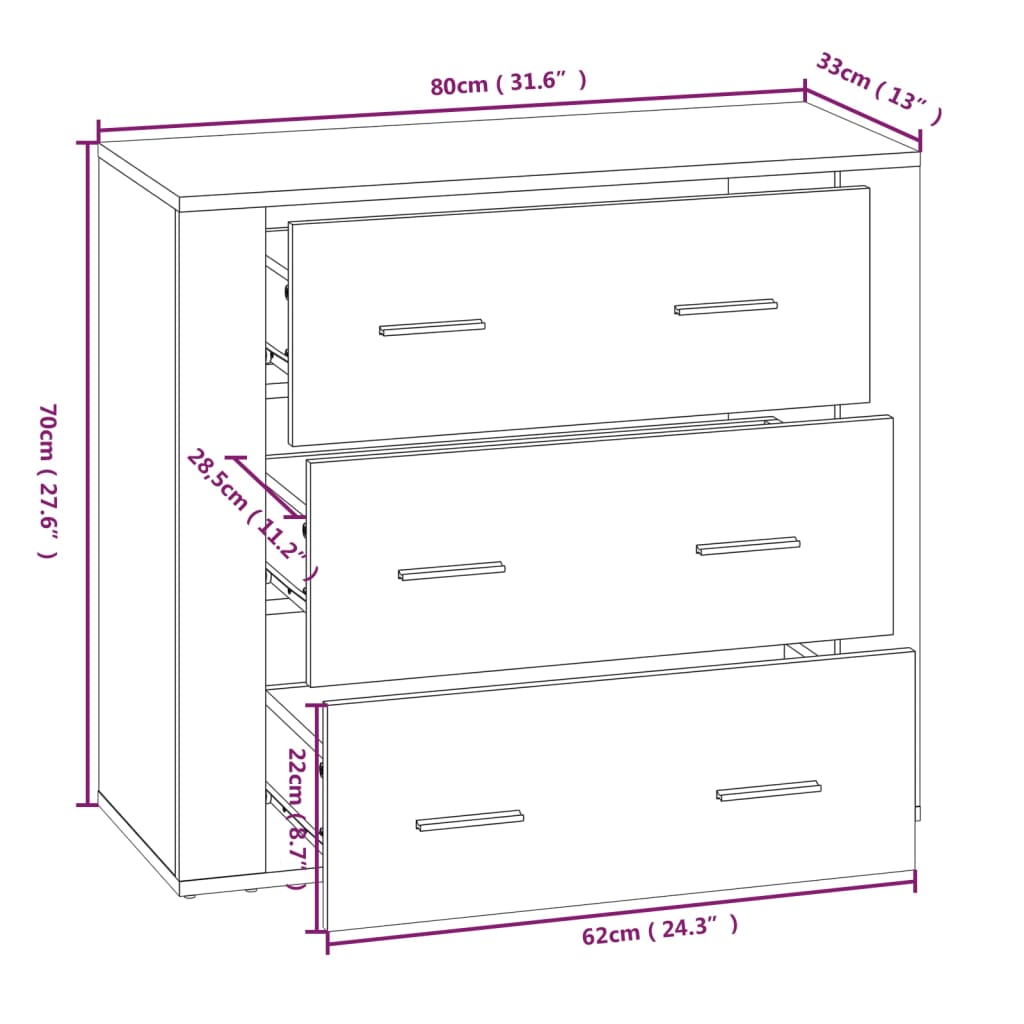 Highboard Sonoma Oak Engineered Wood
