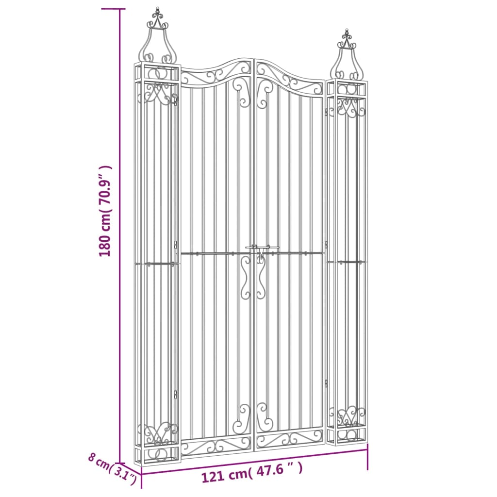Garden Gate Black 47.6"x3.1"x70.9" Wrought Iron