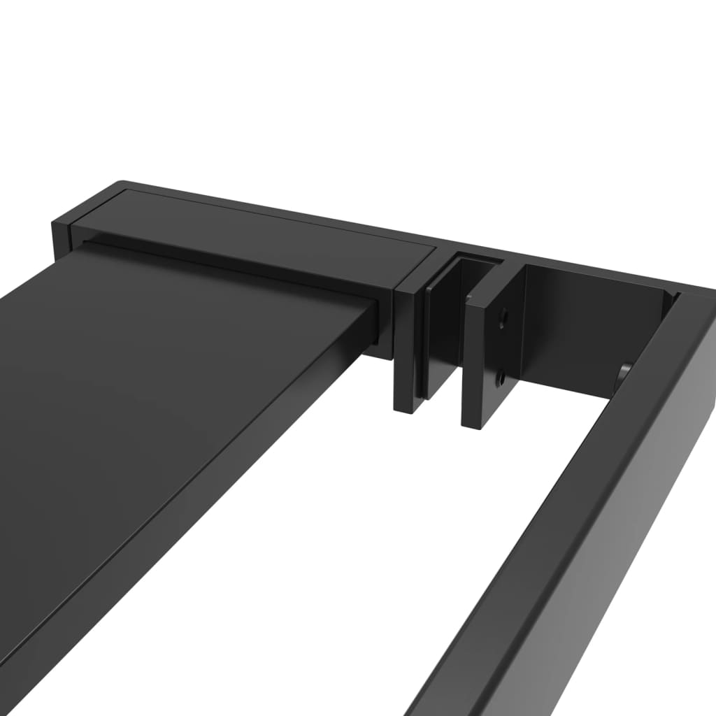 Walk-in Shower Wall with Shelf Black 115x195 cm