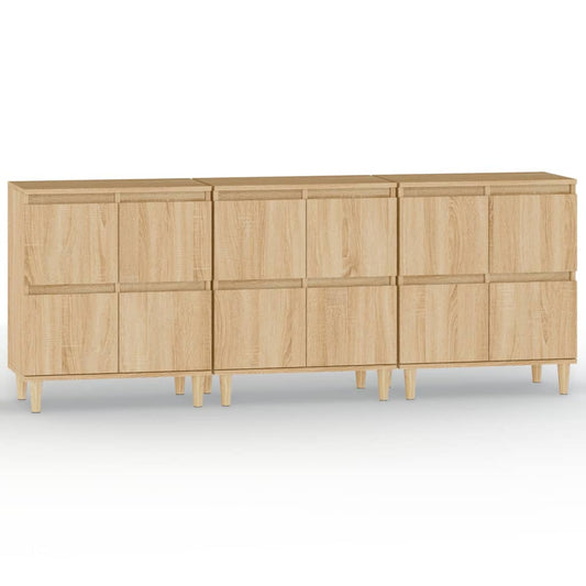 Sideboards 3 pcs Sonoma Oak 60x35x70 cm Engineered Wood