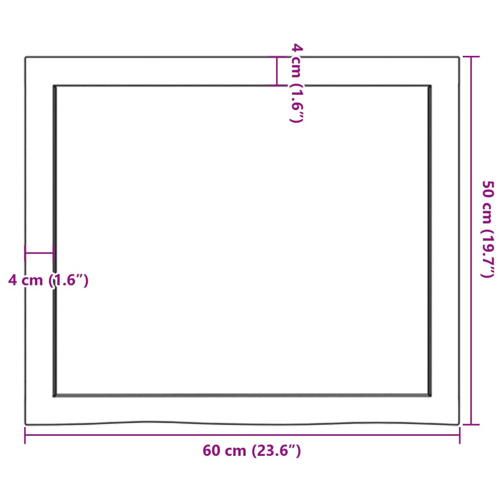 Bathroom Countertop 60x50x(2-4) cm Untreated Solid Wood
