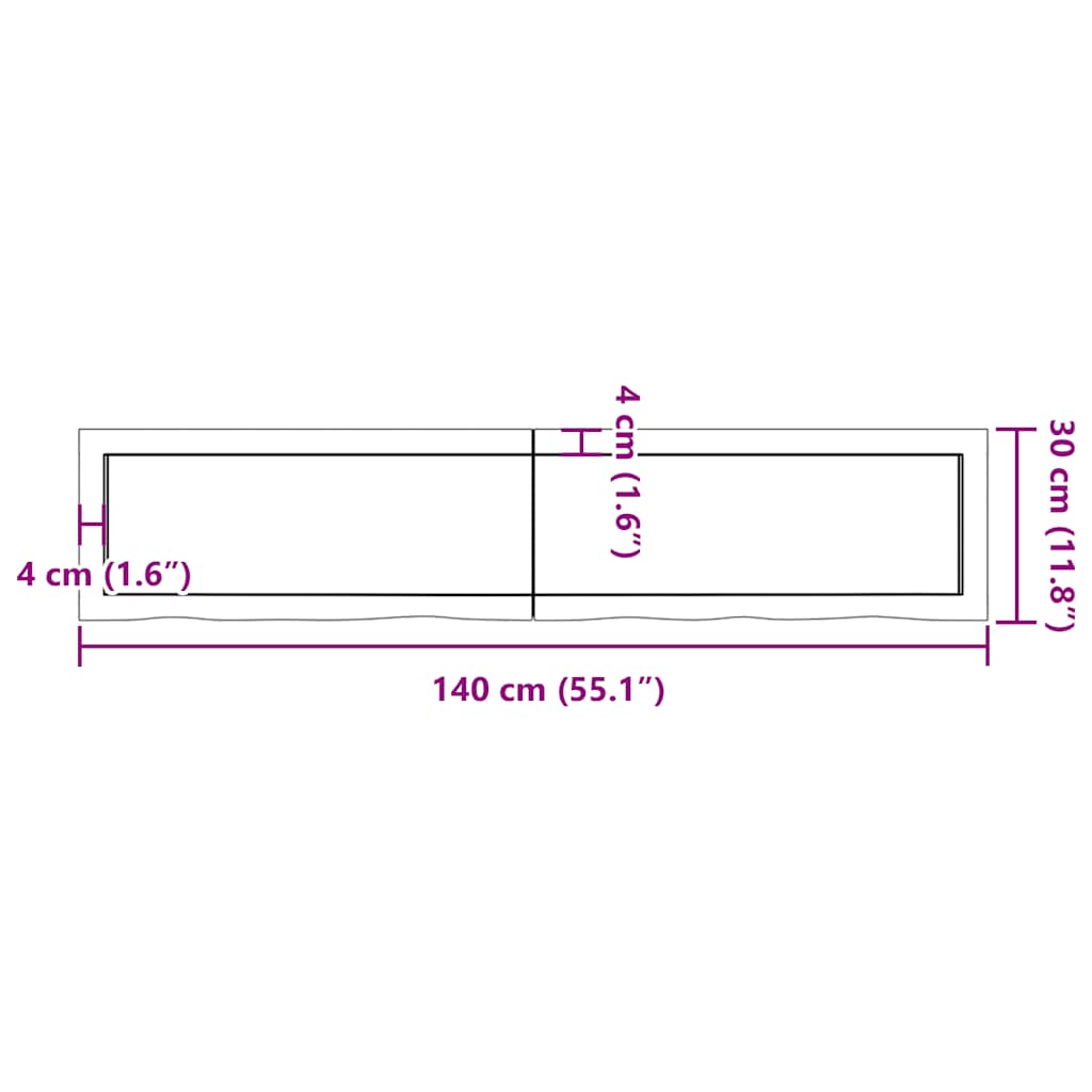 Bathroom Countertop Light Brown 140x30x(2-4)cm Treated Solid Wood