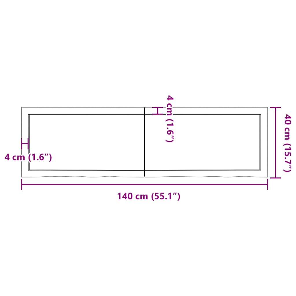 Bathroom Countertop Light Brown 140x40x(2-4)cm Treated Solid Wood