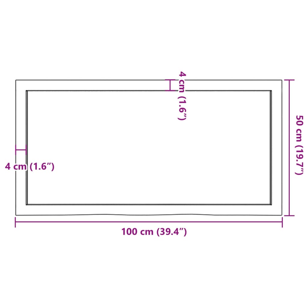 Bathroom Countertop Dark Brown 100x50x(2-6) cm Treated Solid Wood