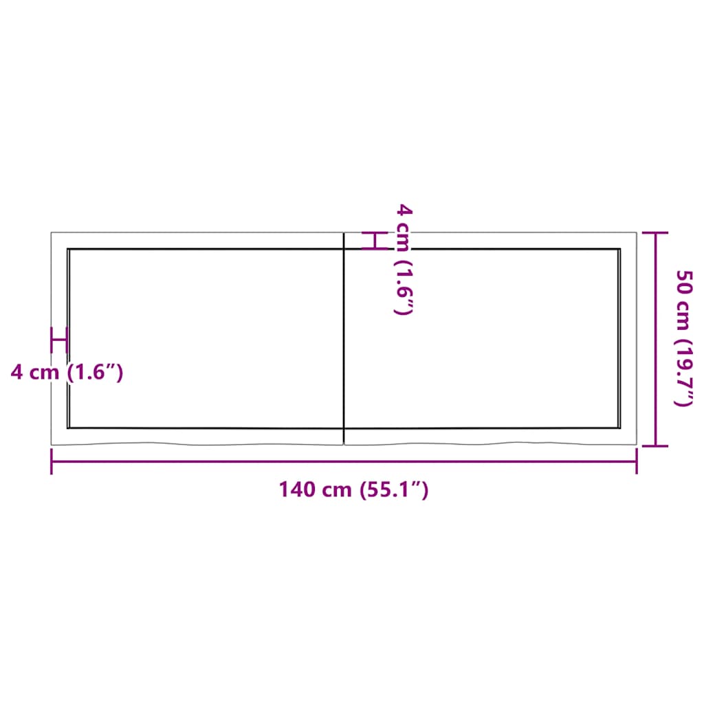 Bathroom Countertop Dark Brown 140x50x(2-4) cm Treated Solid Wood