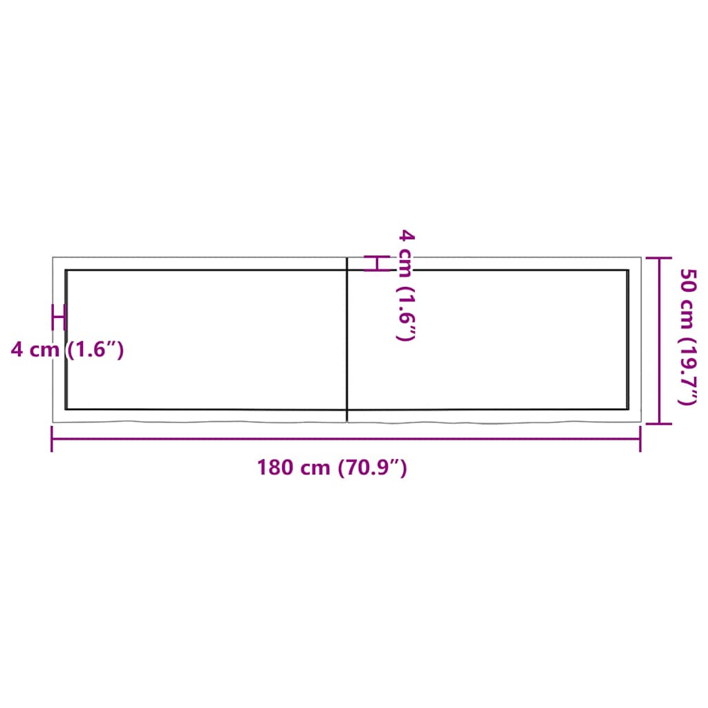 Bathroom Countertop Dark Brown 180x50x(2-6) cm Treated Solid Wood
