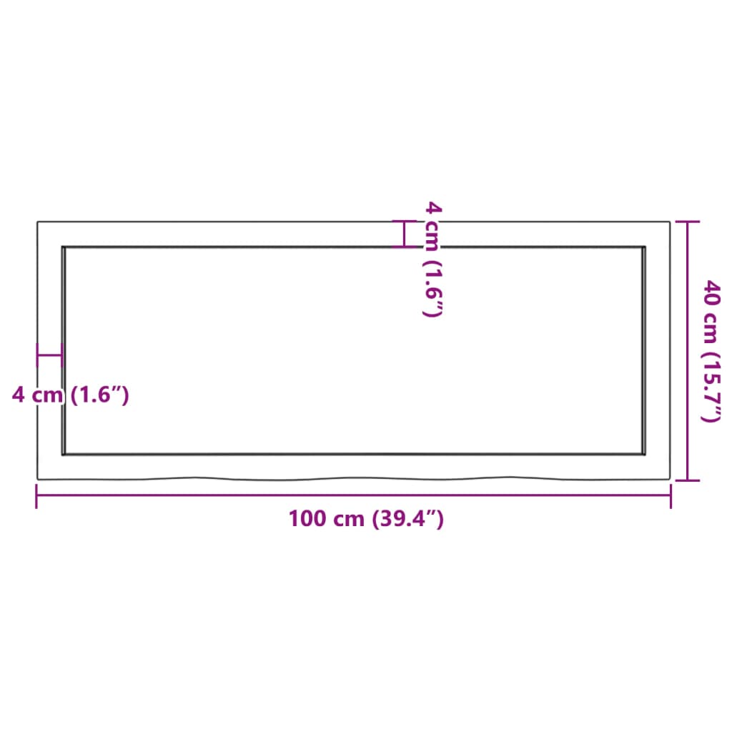 Table Top 100x40x(2-4) cm Untreated Solid Wood Oak