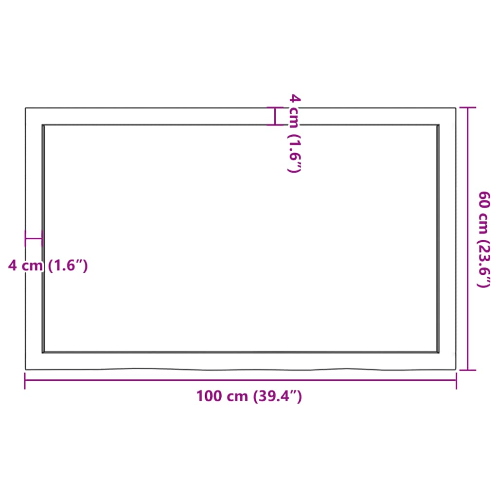 Table Top 100x60x(2-4) cm Untreated Solid Wood Oak