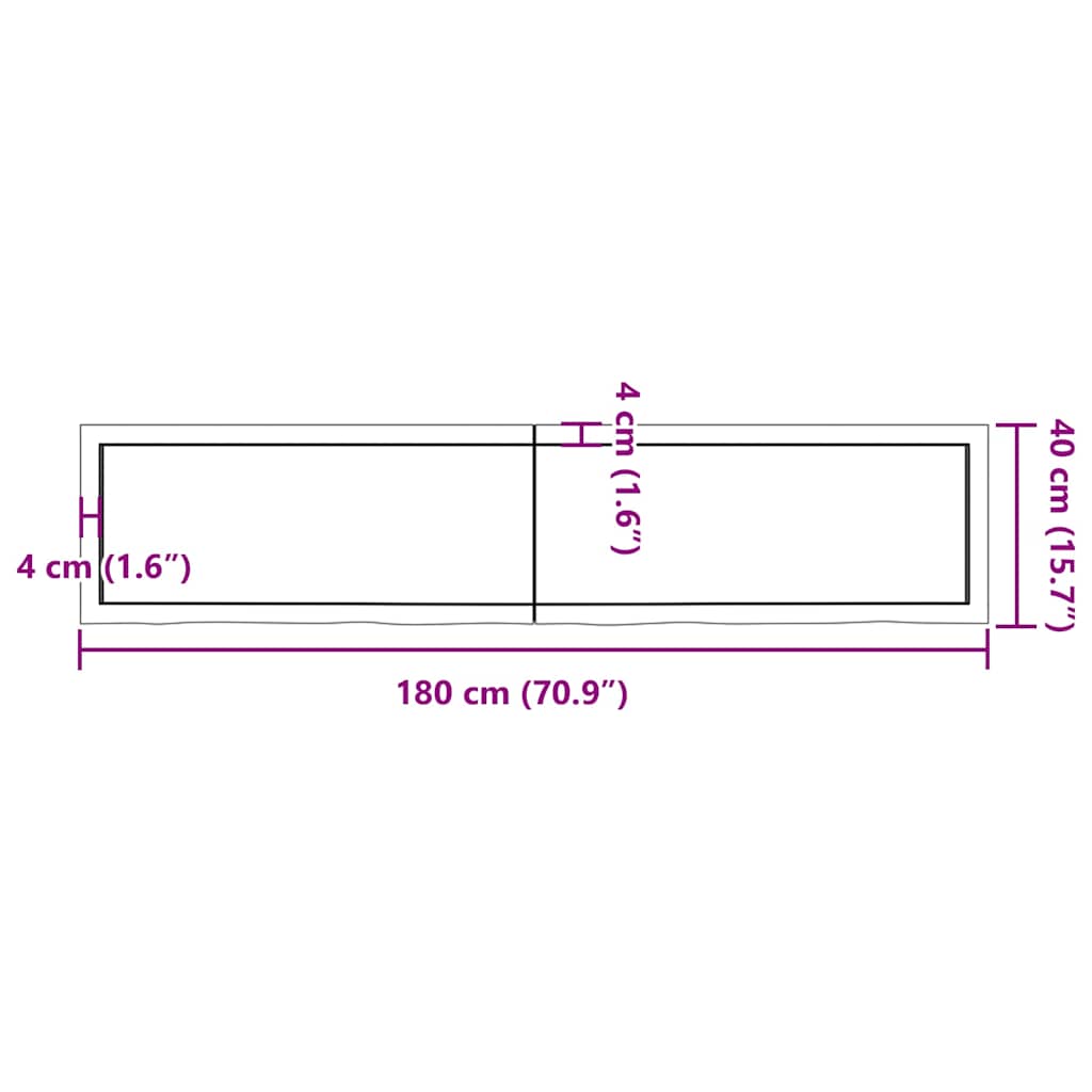 Table Top Light Brown 70.9"x15.7"x(0.8"-1.6") Treated Solid Wood Oak