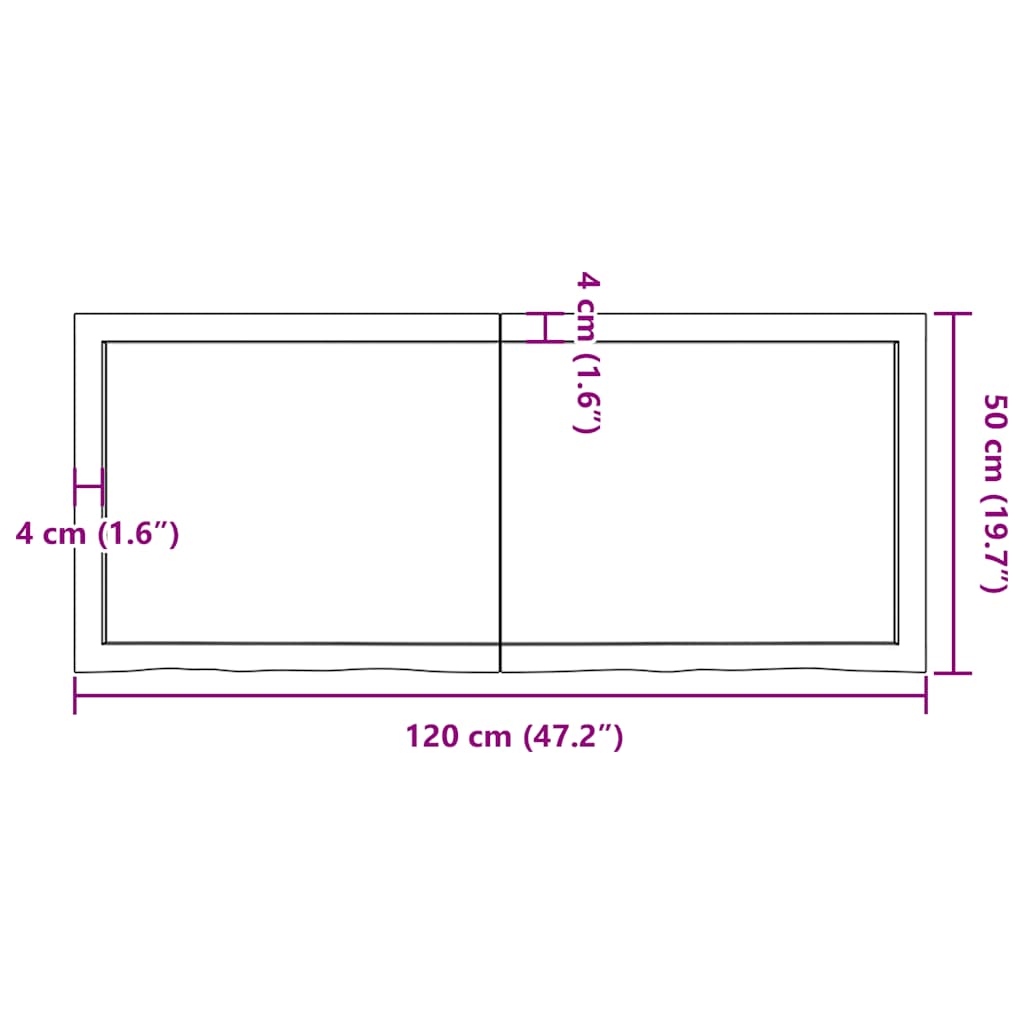 Table Top Dark Brown 120x50x(2-6) cm Treated Solid Wood Oak