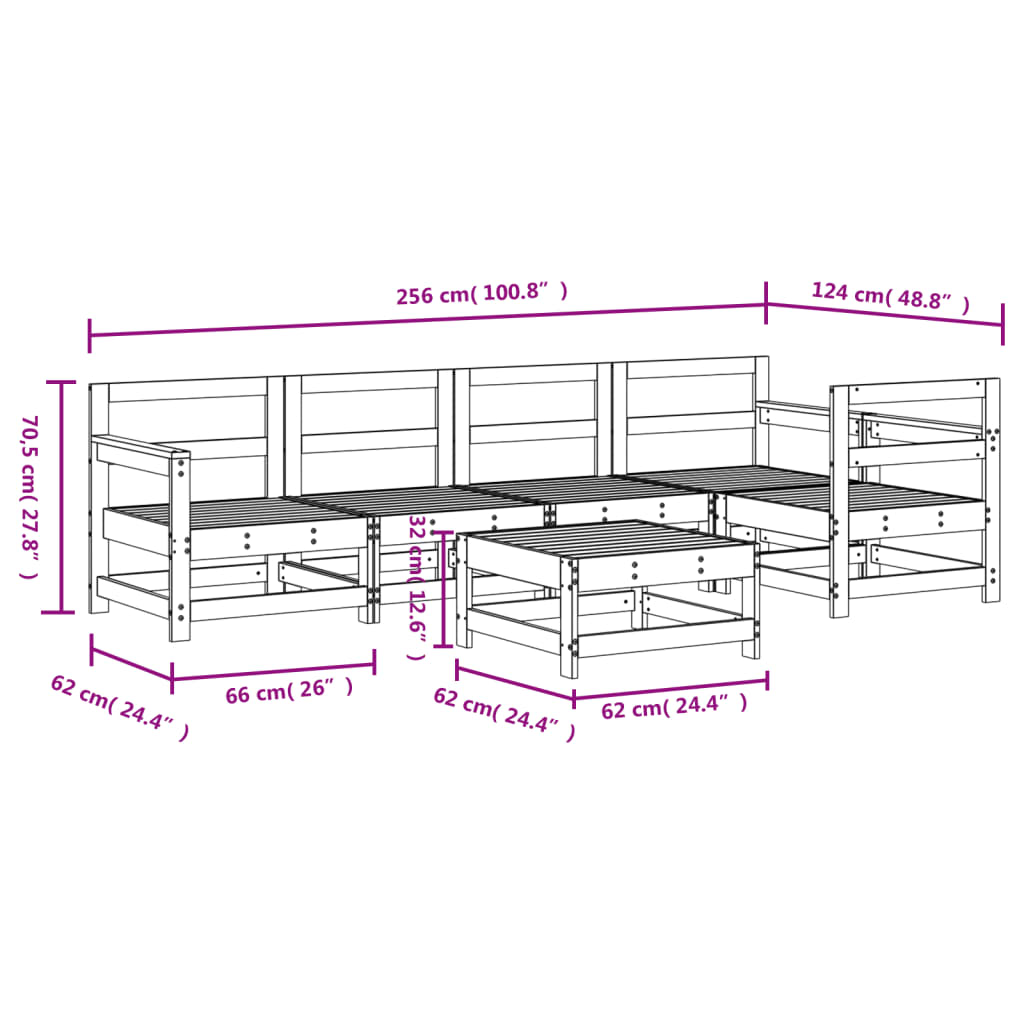 6 Piece Garden Lounge Set Impregnated Wood Pine
