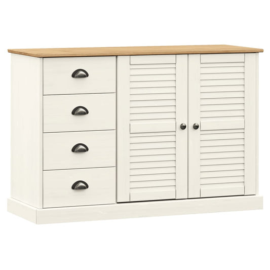 Sideboard with Drawers VIGO 113x40x75 cm White Solid Wood Pine