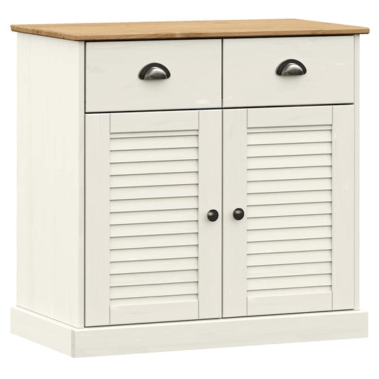 Sideboard with Drawers VIGO 78x40x75 cm White Solid Wood Pine