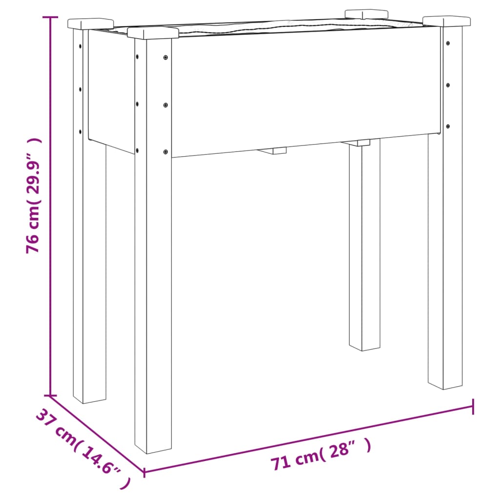 Wheeled Planter with Liner Brown 71x37x80 cm Solid Wood Fir
