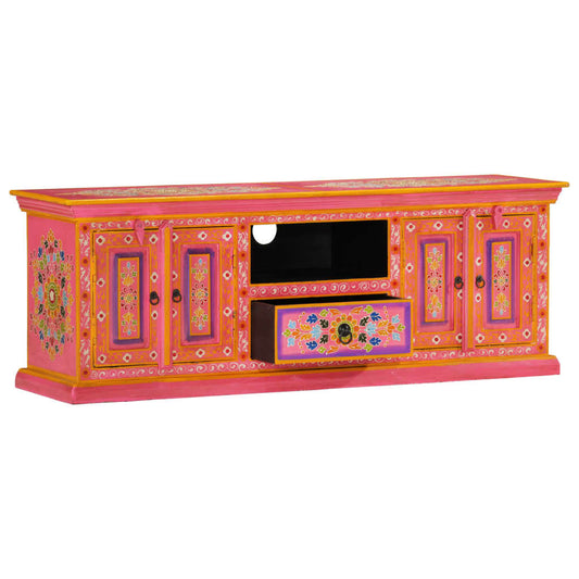 TV Cabinet Pink 110x30x40 cm Solid Wood Mango