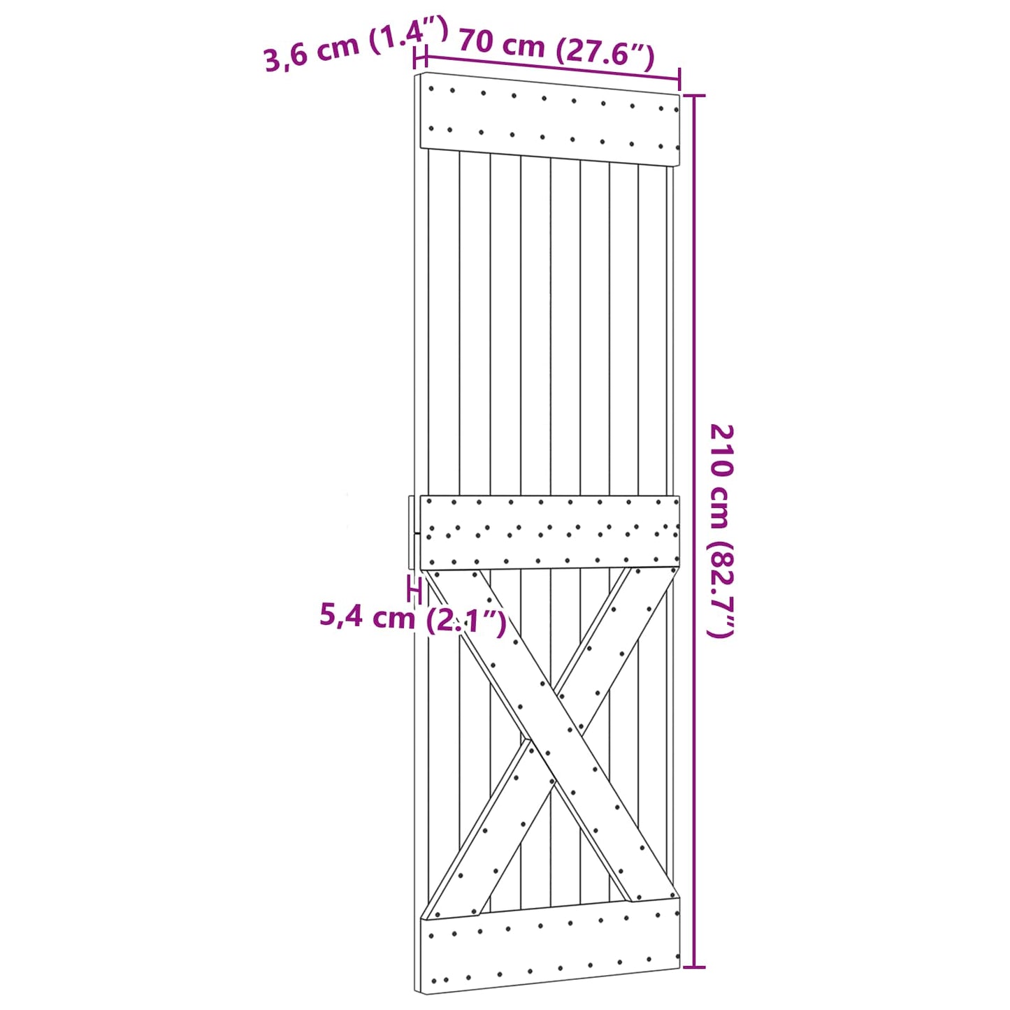 Door NARVIK Natural 70 x 210 cm Solid Pine Wood