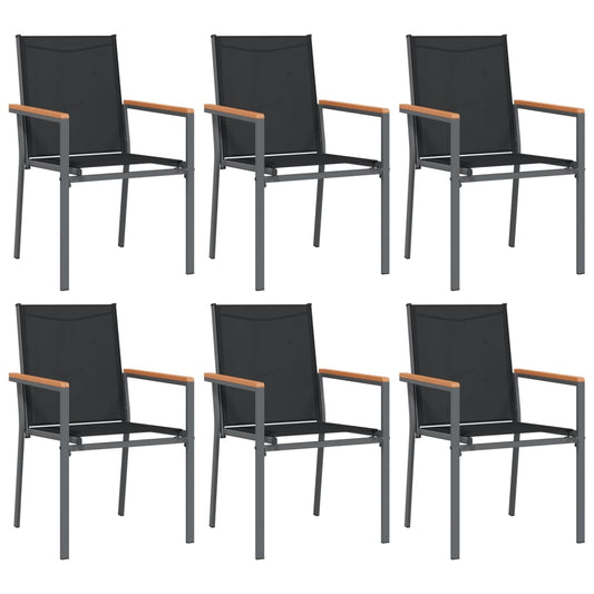 Garden Chairs 6 pcs Black 55x61.5x90 cm Textilene and Steel