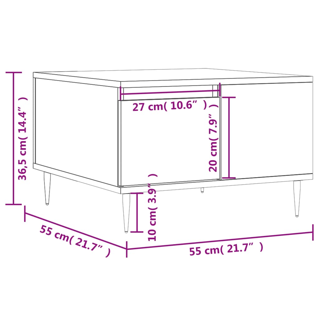 Coffee Table Brown Oak 55x55x36.5 cm Engineered Wood