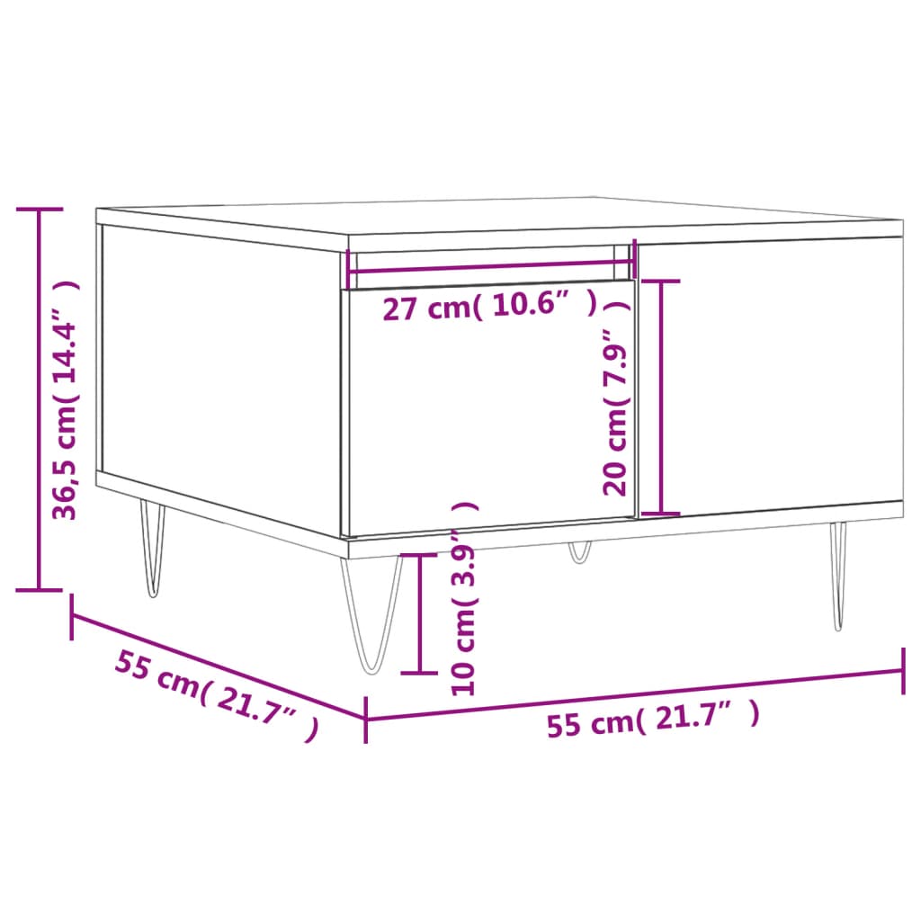 Coffee Table Black 55x55x36.5 cm Engineered Wood