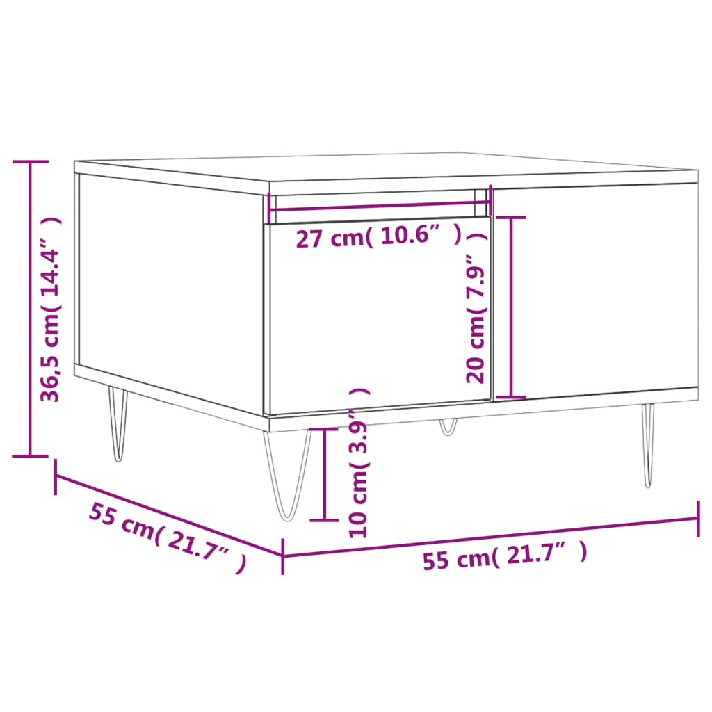 Coffee Table Brown Oak 55x55x36.5 cm Engineered Wood