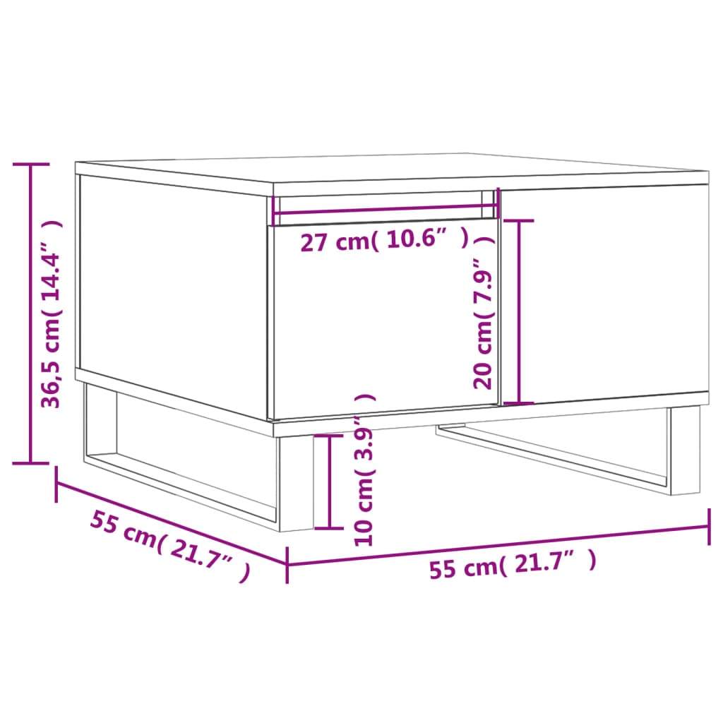 Coffee Table White 55x55x36.5 cm Engineered Wood