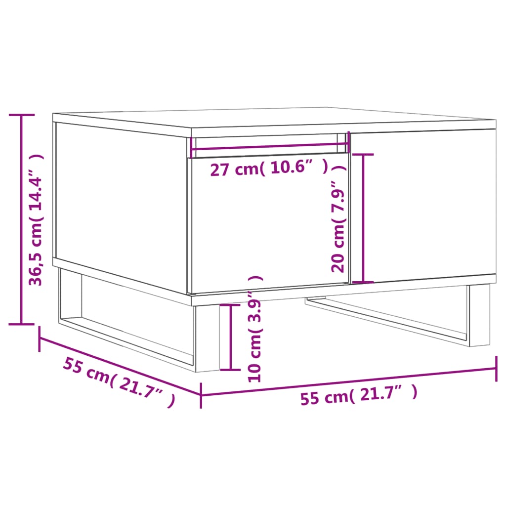 Coffee Table Sonoma Oak 55x55x36.5 cm Engineered Wood