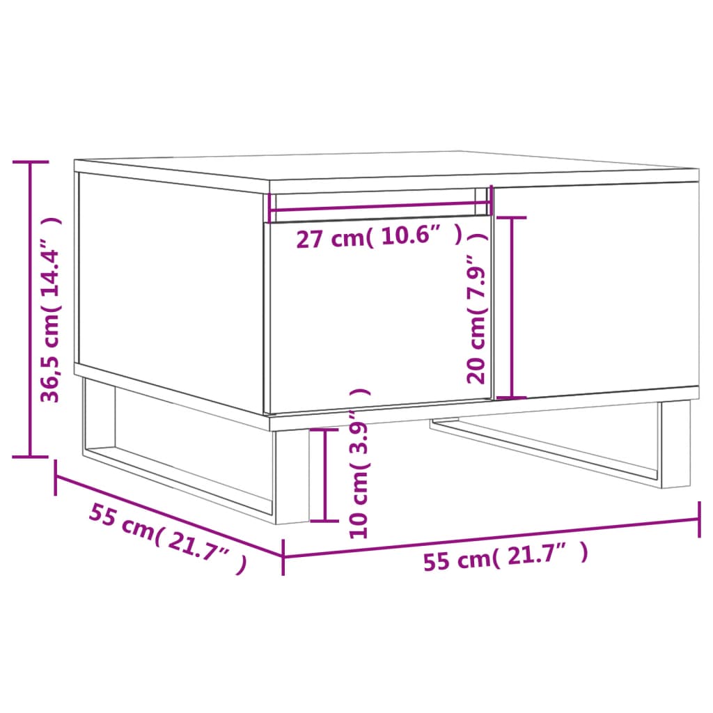 Coffee Table Grey Sonoma 55x55x36.5 cm Engineered Wood