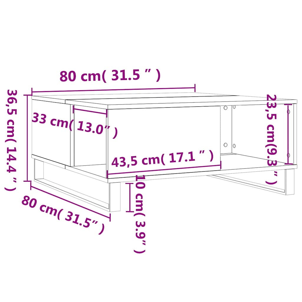 Coffee Table Smoked Oak 80x80x36.5 cm Engineered Wood