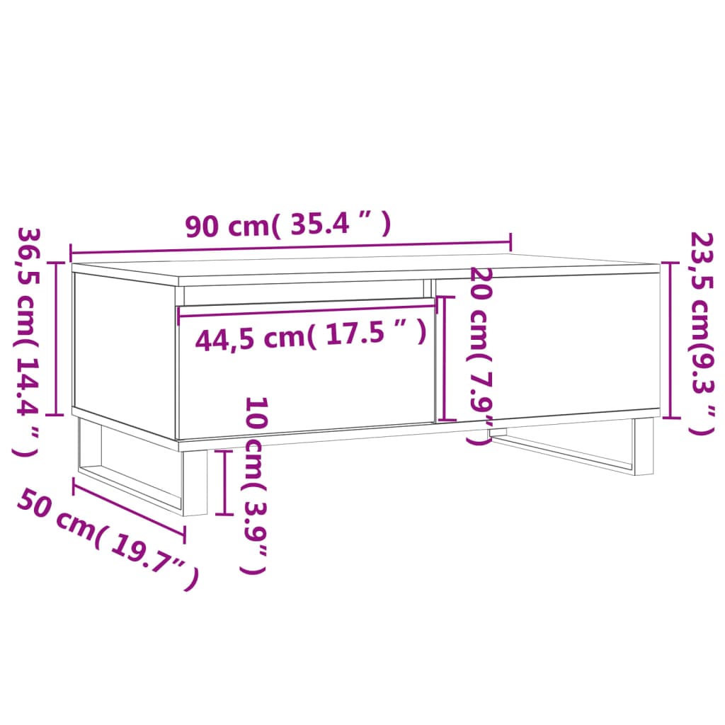 Coffee Table Sonoma Oak 90x50x36.5 cm Engineered Wood