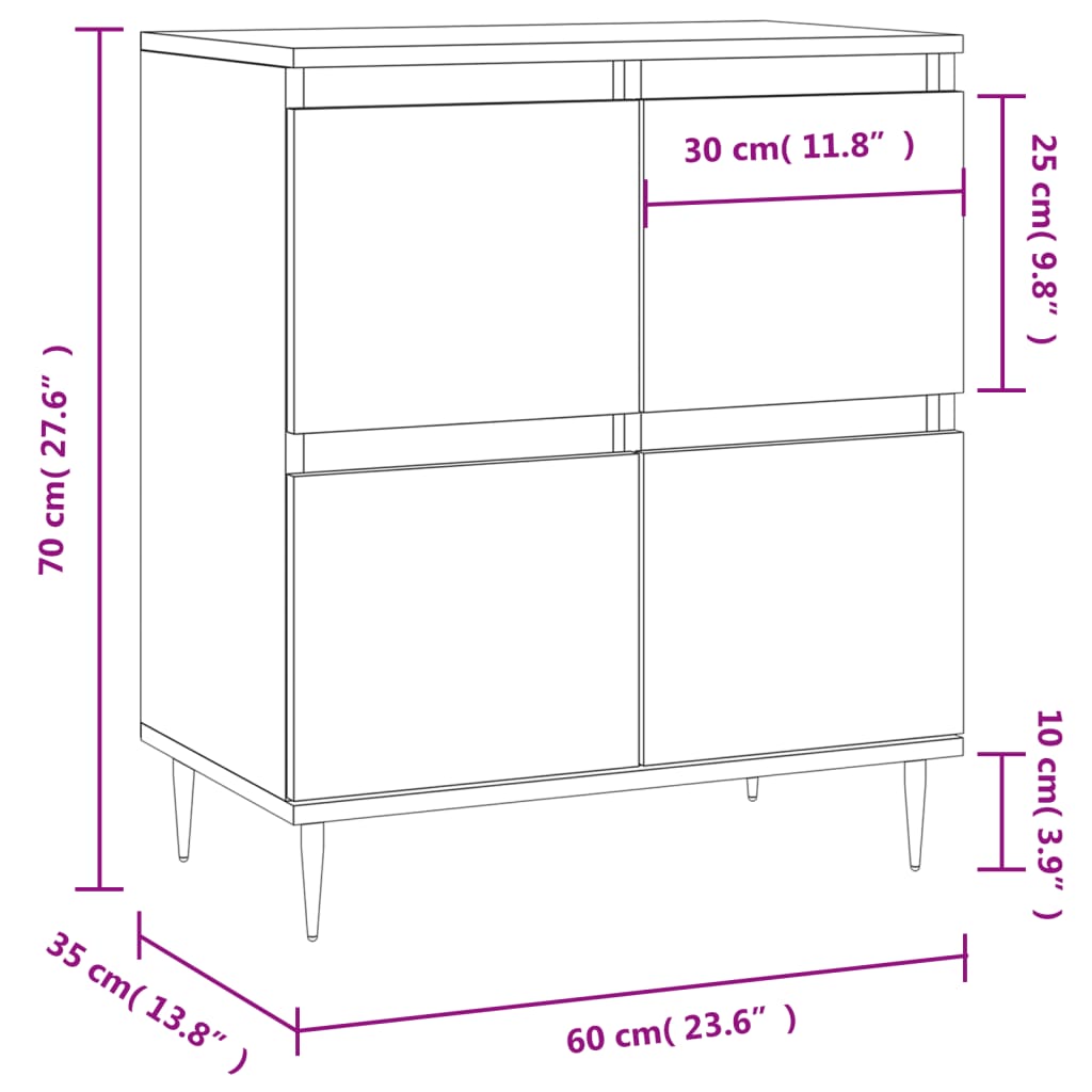 Sideboard Grey Sonoma 60x35x70 cm Engineered Wood