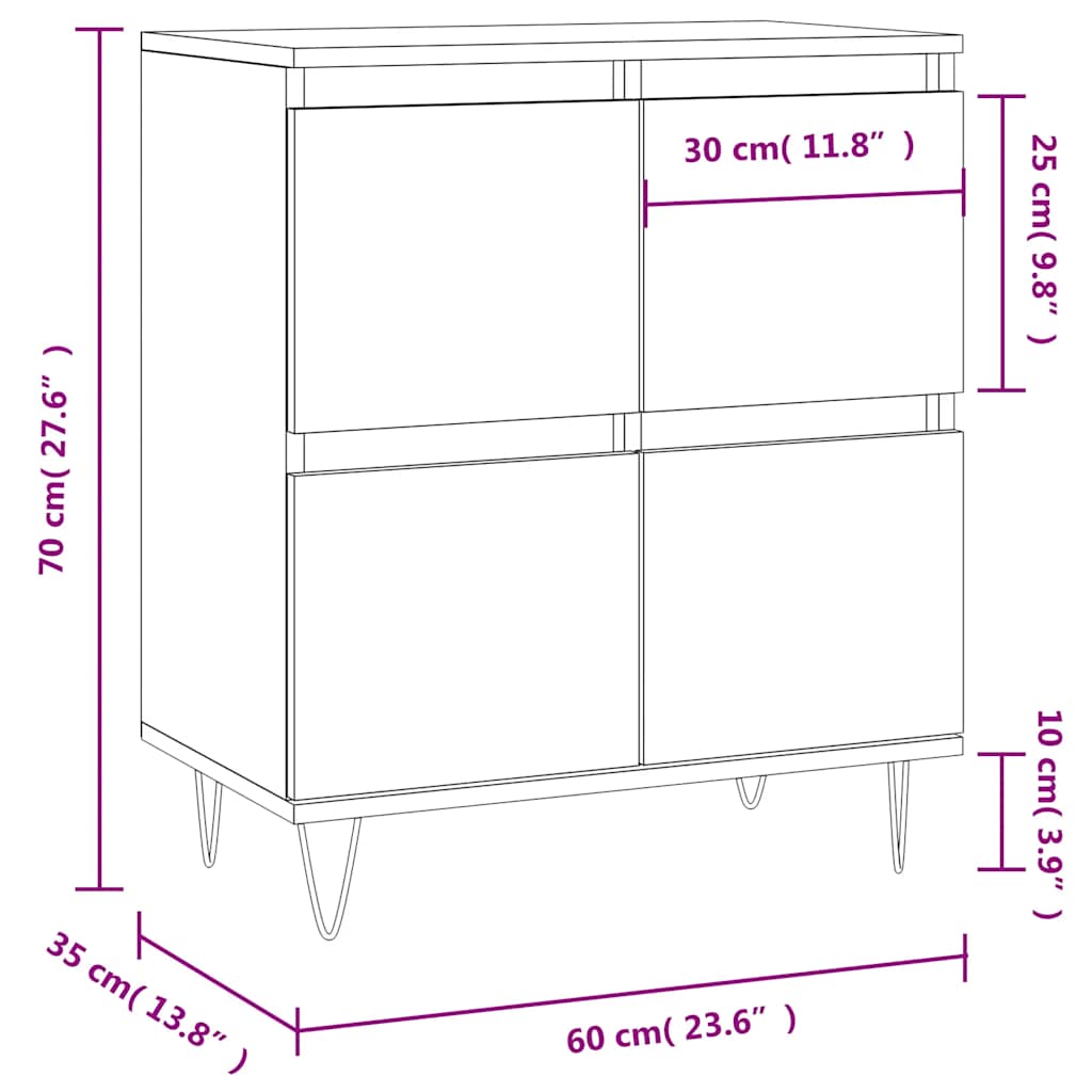 Sideboard Concrete Grey 60x35x70 cm Engineered Wood