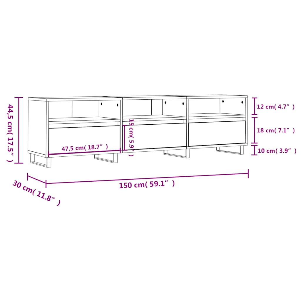TV Cabinet Sonoma Oak 150x30x44.5 cm Engineered Wood