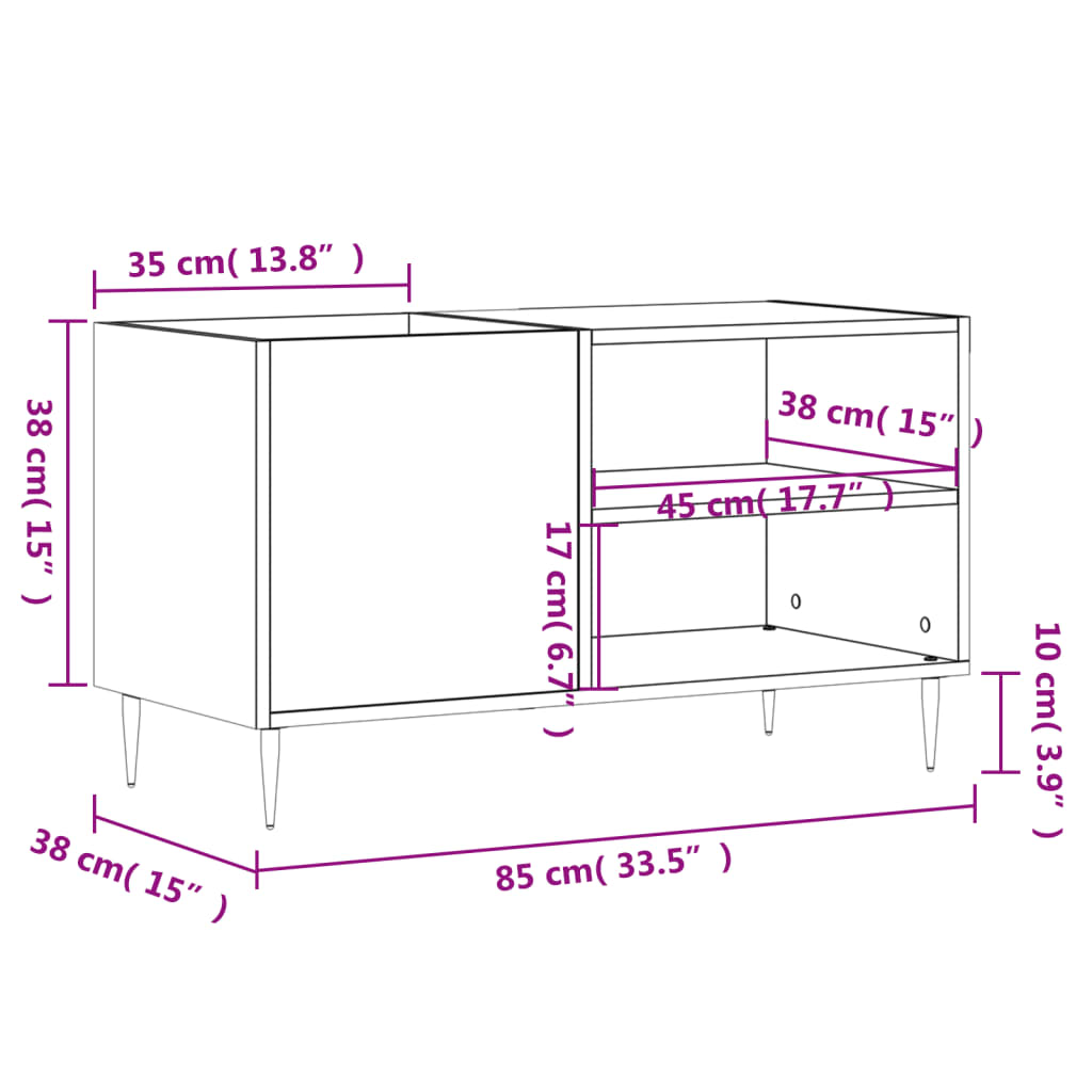 Record Cabinet | Concrete grey | Engineered wood, iron | 85x38x48 cm