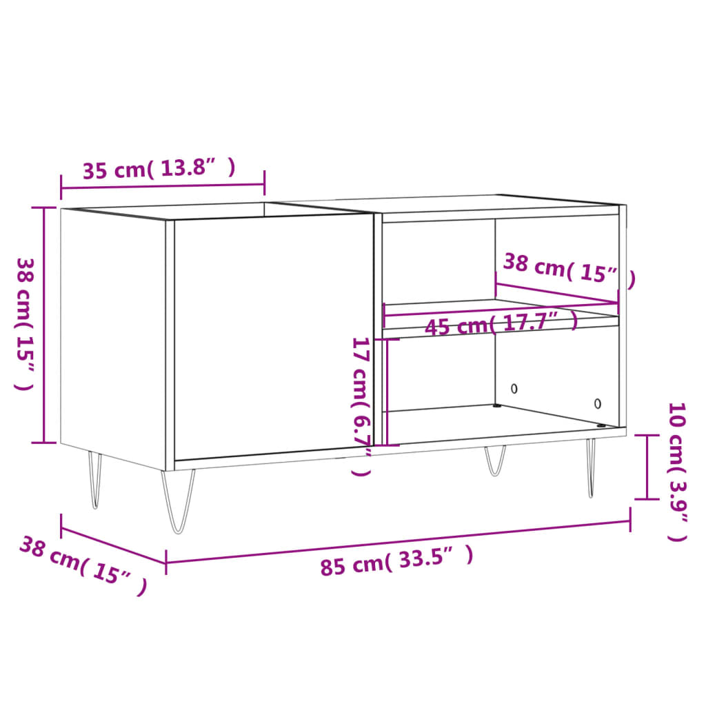 Record Cabinet | Grey sonoma | Engineered wood and iron | Standard