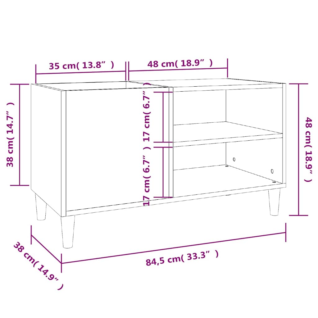 Record Cabinet Grey Sonoma 84,5x38x48 cm Engineered Wood